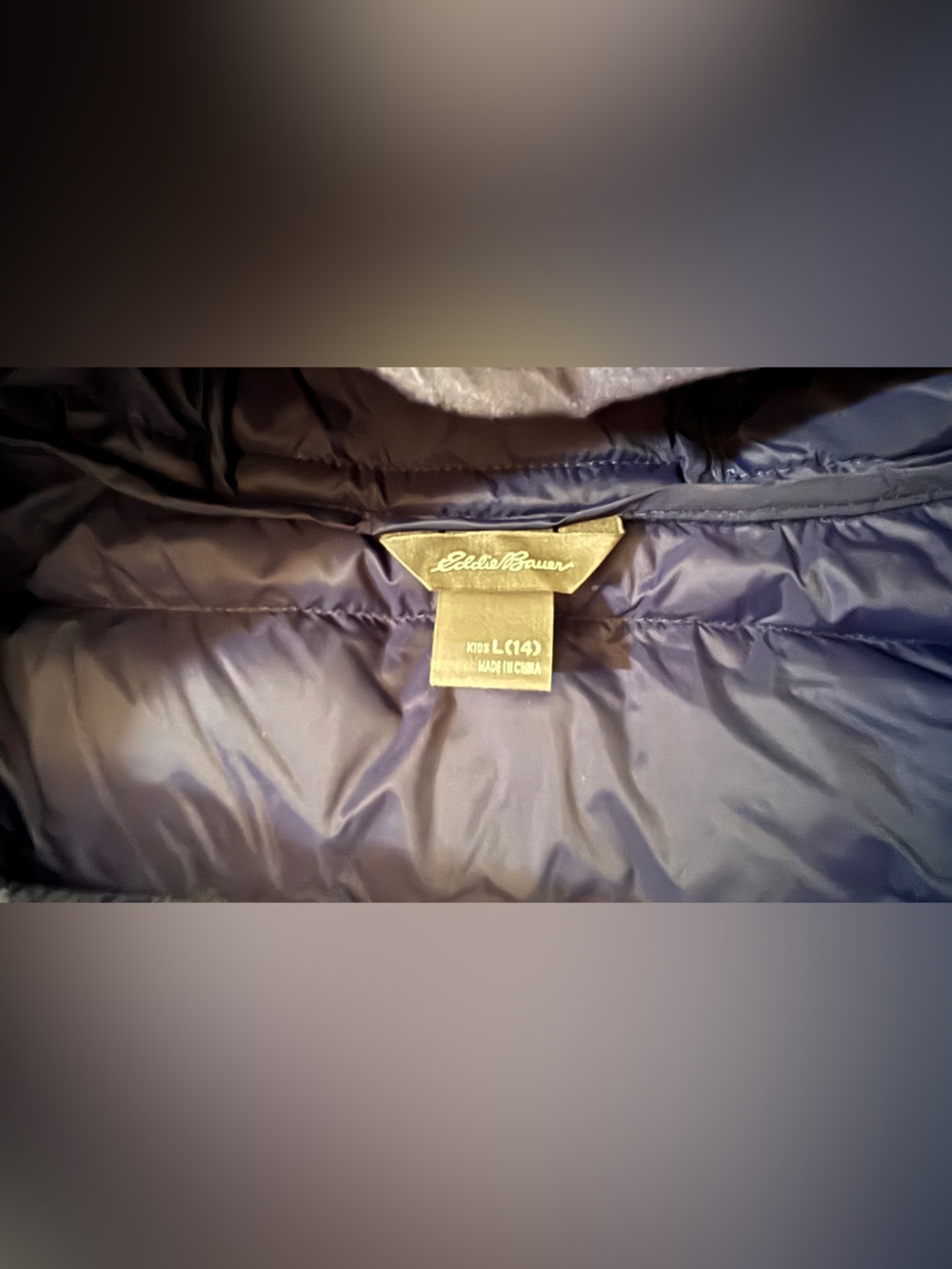 Eddie Bauer Boys L 14 Navy Duck Down Hooded Puffer Jacket - Picture 6 of 7